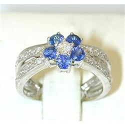 1037 14KW Gold Ring w/ Sapphire/ Diamonds