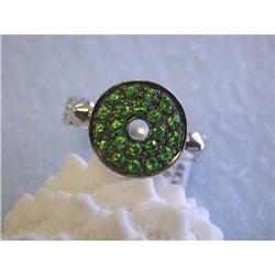 1039 14k White Gold Ring with Diamonds and Garnet