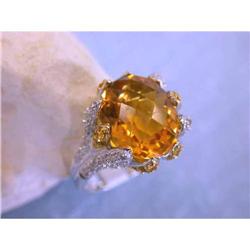 1063 18k White Gold Ring w/Diamonds/ Citrine/ Sapphire