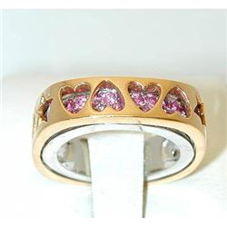 1085 18K 2 Tone Gold Ring w/ Pink Sapphire