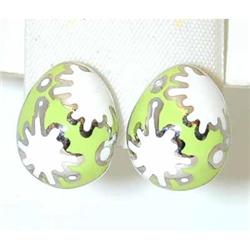 1098 Silver Enamel Post/ Clip-on Earrings