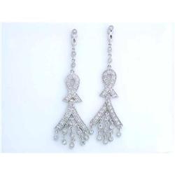 1123 14k White Gold Dangling Diamond Earrings