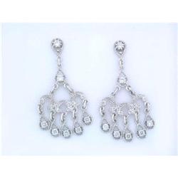 1129 14k White Gold Dangling Earrings with Diamonds
