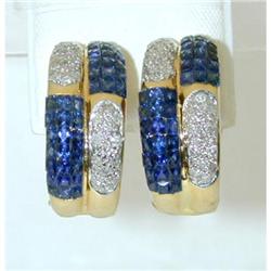 1386 14k Gold Sapphire Earrings w/Diamond