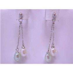 1153 Dangling Pearl and Silver Earrings