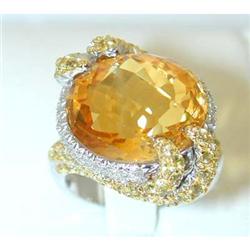 1057 14KW Gold Citrine Ring w/Dia/Yellow Sapp