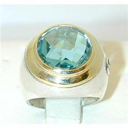 1183 David Yurman Silver/18K Gold Ring w/ Blue Topaz