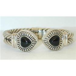 4024 MENEGATTI Silver Onyx Bangle