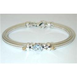 148 MENEGATTI silver/18k Gold Blue Topaz Bangle