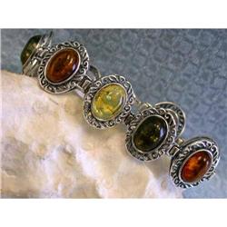 1209 Silver and Amber Bracelet