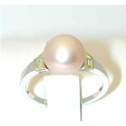 1217 VILLA Platinum Ring w/Pearl/ Fancy Yellow Diamond