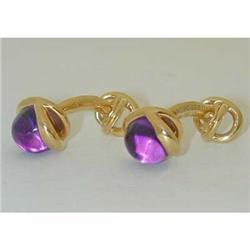 1218 MAUBOUSSIN PARIS 18K Gold Cufflinks w/Amethyst