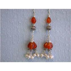 1259 Silver Earrings with Colored Gems and Pearls