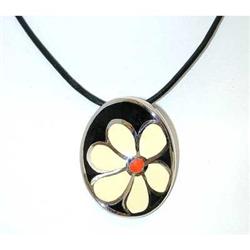 4522  MENEGATTI Silver Enamel Pendant w/Necklace