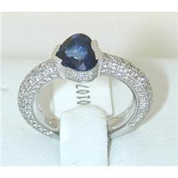 1883 SALAVETTI 18k White Gold Sapphire Ring w/Dia
