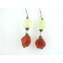 1323 Dangling Silver and Amber Earrings