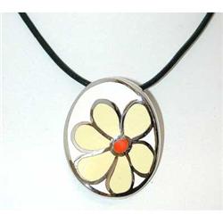 4522  MENEGATTI Silver Enamel Pendant w/Necklace