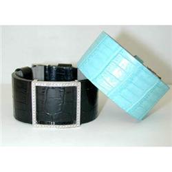 842 Aaron Basha NY Black & Blue Diamond Watch Band 's