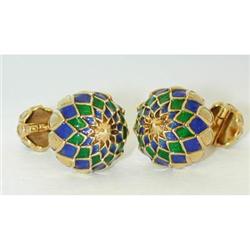 3878 DAVID WEBB 18K Gold Enamel Cufflinks