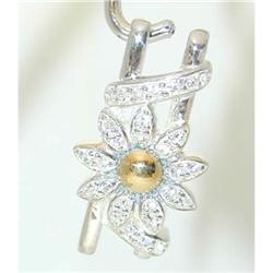 1378 Silver/ 18K Gold Pendant w/ Cubic Zirconia