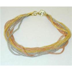 1384 14K Tri-Color Gold 9 Strands Bracelet