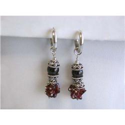 1389 Dangling Silver, Ruby and Garnet Earrings