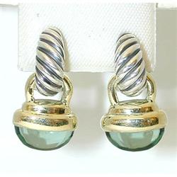 1414 David Yurman Silver/14K Gold Earrings w/Color Ston