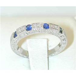 393 EFJ 18K White Gold Ring w/Sapphire/Diamond