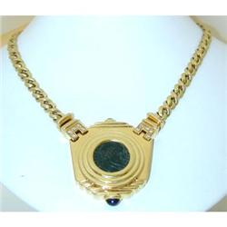 1234 18K Gold Necklace w/ Ancient Coin/Diamonds