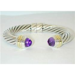 1466 David Yurman Silver/14K Gold Bangle w/Amethyst