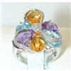 Image 1 : 3211 14KW Gold MultiColor Stones Ring w/Diamond