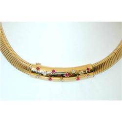 1500 VCA 18K Gold Necklace w/ Ruby/ Diamonds