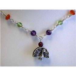 1519 Silver Necklace with Colored Gems