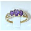 Image 1 : 1731 10K Gold Ring w/Created Lab Amethyst/Diamond