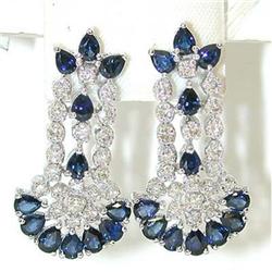 1544 18KW Gold Earrings w/ Sapphire/ Diamonds