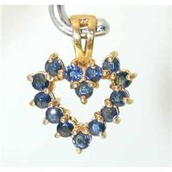 1822 14K Gold Diamond Pendant w/Sapphire
