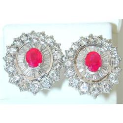 1356 Platinum Earrings w/Ruby/Diamond