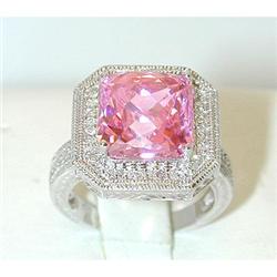 4008 14KW Gold Pink Quartz Ring w/Diamond
