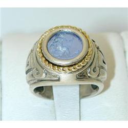 1757 MENEGATTI Silver/18k Gold Integlio Glass Ring