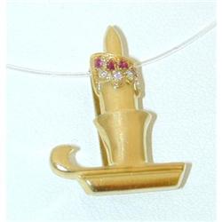 1148 MARIA MENARINI 18k Gold Charm w/Ruby/Diamond