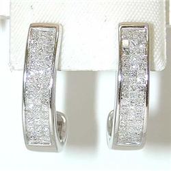 1608 14KW Gold Post Earrings w/ Invisible Set Diamonds