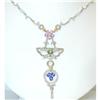Image 1 : 3334 EFJ 18KW Gold MultiColor Gemstone Necklace w/Dia