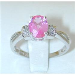1797 10K White Gold Ring w/Created Pink Sapphire