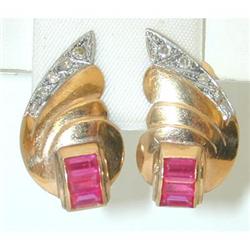 092 18K Gold Tourmaline/Diamond Earrings