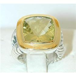 1701 David Yurman Silver/18K Gold Ring w/Lemon Citrine
