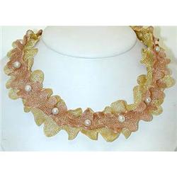 1710 14K Gold Necklace w/ Pearls