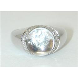 1717 MAUBOUSSIN PARIS 18KW Gold Ring w/Crystal/Diamonds