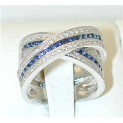 1847 EFJ 14K White Gold Ring w/Sapphire/Diamond