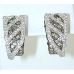 1738 SALAVETTI 18KW Gold Earrings w/Fa Dia/Bl Dia/Dia