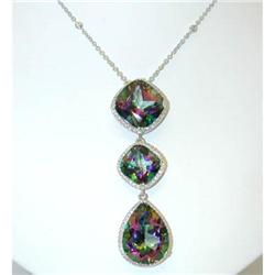 1810 EFJ 18KW Gold Necklace w/Dia/Mystic Topaz